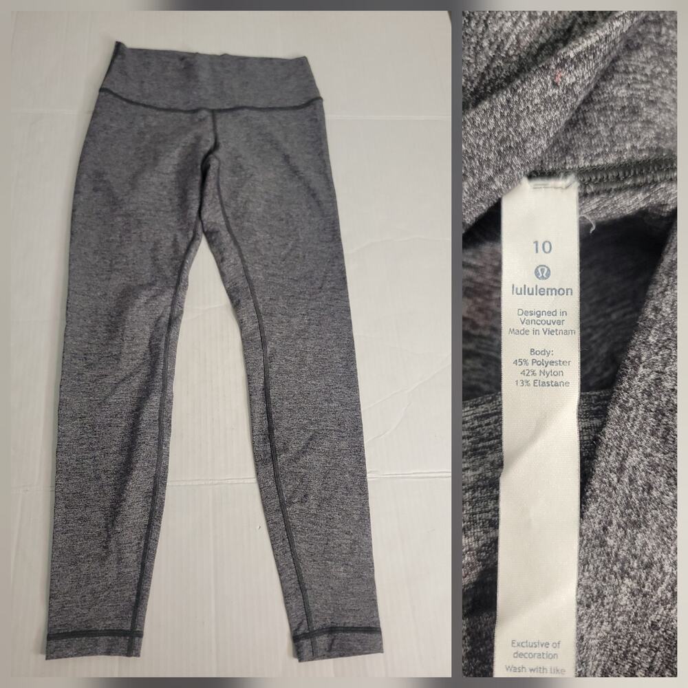 Lululemon Leggings SZ 10 Wunder Under Full Length High Rise Heather Black W5AOYS